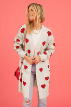 Load image into Gallery viewer, Heart Graphic Open Front Cardigan with Pockets