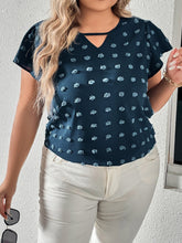 Load image into Gallery viewer, Plus Size Swiss Dot V-Neck Flutter Sleeve Tee