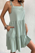 Load image into Gallery viewer, Tie-Shoulder Tiered Dress with Pockets