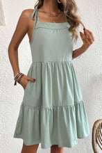 Load image into Gallery viewer, Tie-Shoulder Tiered Dress with Pockets