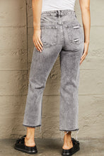 Load image into Gallery viewer, BAYEAS Acid Wash Distressed Cropped Straight Jeans