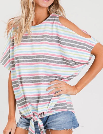 Cold Shoulder Stripe Top
