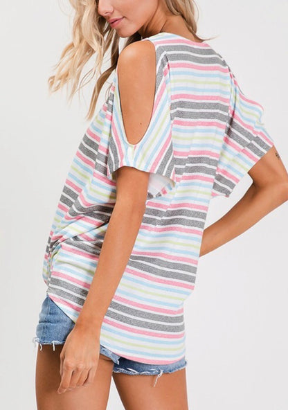 Cold Shoulder Stripe Top