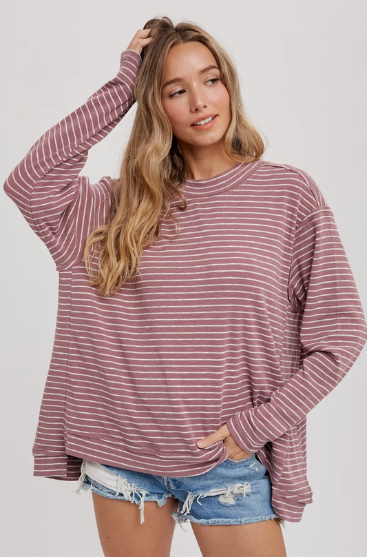 Crewneck Slouchy Stripe Top