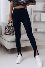 Load image into Gallery viewer, High Waist Ribbed Slit Leggings