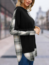 Load image into Gallery viewer, Plaid Flannel Long Sleeve Slit Hoodie