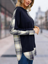Load image into Gallery viewer, Plaid Flannel Long Sleeve Slit Hoodie