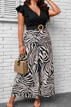 Load image into Gallery viewer, Plus Size Printed Surplice Neck Wide Leg Jumpsuit