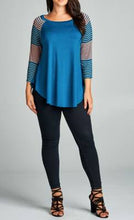 Load image into Gallery viewer, Blue Striped Sleeve Raglan