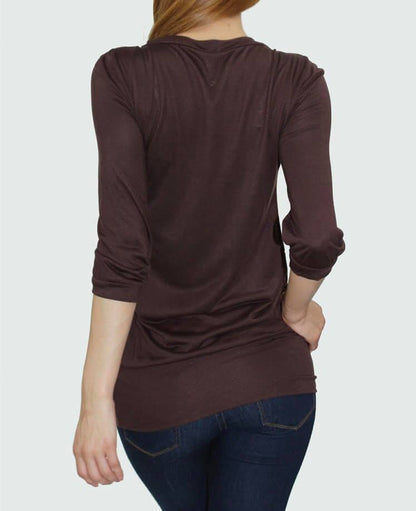 Chocolate Brown Pleated Top
