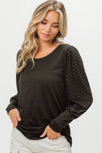 Load image into Gallery viewer, Round Neck Polka Dot Lantern Sleeve Top