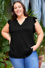 Load image into Gallery viewer, Plus Size Flutter Sleeve Notched Blouse