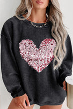 Load image into Gallery viewer, Plus Size Heart Sequin Round Neck Sweatshirt