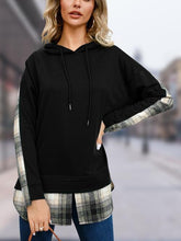 Load image into Gallery viewer, Plaid Flannel Long Sleeve Slit Hoodie