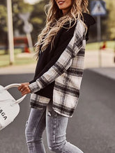 Load image into Gallery viewer, Plaid Dropped Shoulder Hoodie