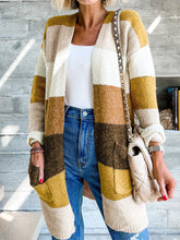 Load image into Gallery viewer, Color Block Dropped Shoulder Cardigan