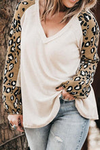 Load image into Gallery viewer, Plus Size Leopard V-Neck Raglan Sleeve Blouse