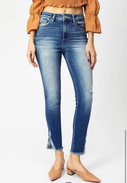 Frayed Side Slit Kancan Jean