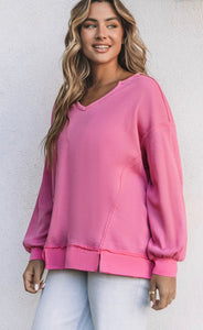 Pink Waffle Sweatshirt