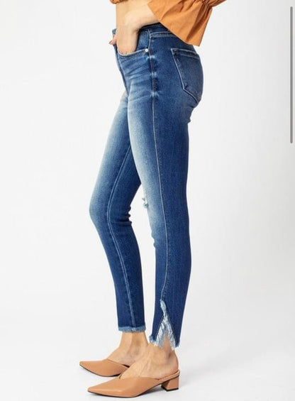 Frayed Side Slit Kancan Jean