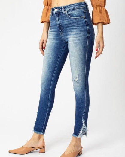 Frayed Side Slit Kancan Jean